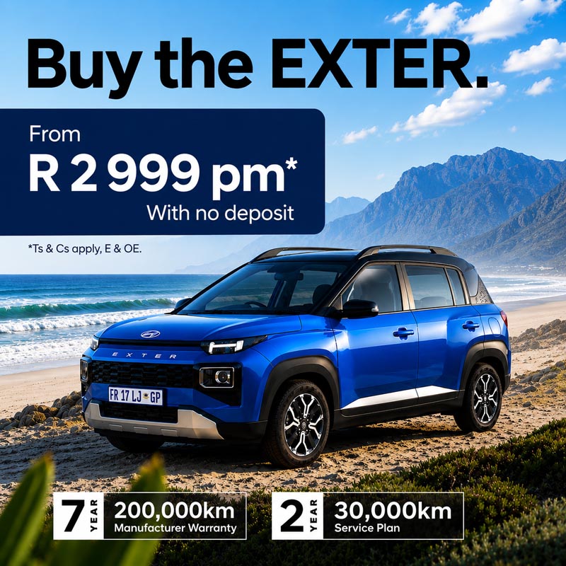 Hyundai Exter from R2999pm - No deposit