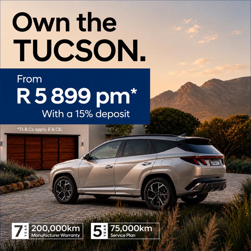 Hyundai Tucson from R5899 with 15% deposit